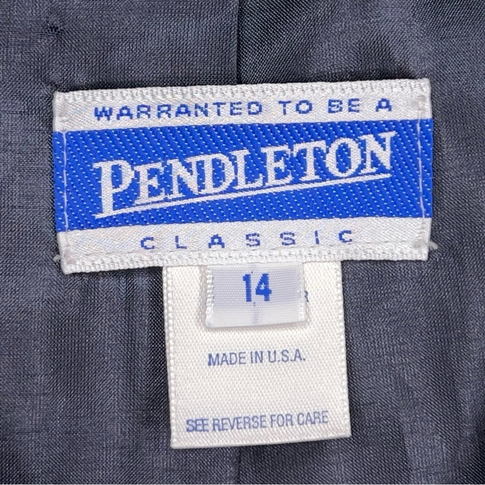 Vintage Size 14 Pendleton Blue Tweed Wool Best Suit Lined Academia - Picture 13 of 15